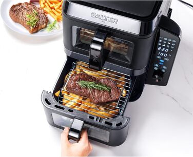 Фритюрниця Salter VertiCook View з вертикальним подвійним ящиком, 9л, 12 функцій, чорний