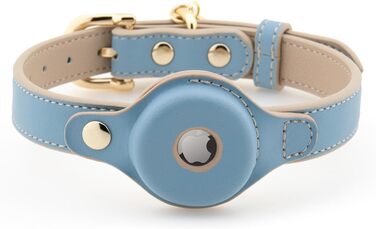 Cupertino Dog Collars, Harnesses & Leashes made of vegan leather with dog tracker device holder, adjustable dog collar (Small (Neck: 12x15), Pink) (Medium (Neck: 15x19), Blue)