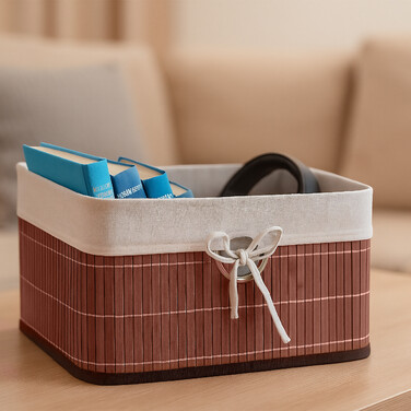 Relaxdays Bamboo Storage Basket Set