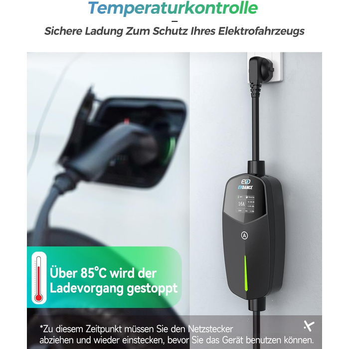 Кабель для зарядки електромобіля Type 2 Schuko, 3.68kW, 6.1м, 6-16A (чорний)