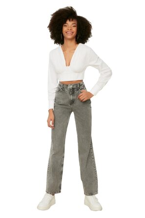 Джинси жіночі Trendyol високої посадки, широкі штанини, 90-ті, колір антрацит, розмір 34