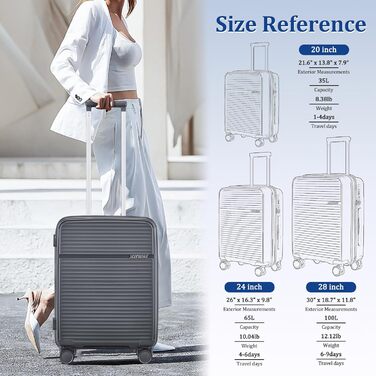 Набір валіз Joyway 4 шт. з жорстким корпусом та TSA-замком, розширюваний. Чорний, сірий.