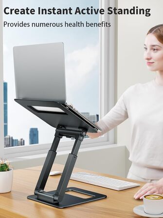 Adjustable Laptop Stand for Desk - Telescoping Design, Ergonomic Riser for 10-17 inch Laptops (Gray)