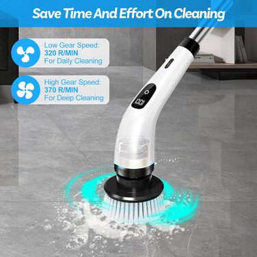Electric Cleaning Brush, Battery-Powered Cleaning Brush, Electric Cleaning Brush for Bathroom, Electric Scrub Brush, with 8 Interchangeable Drill Brush Heads