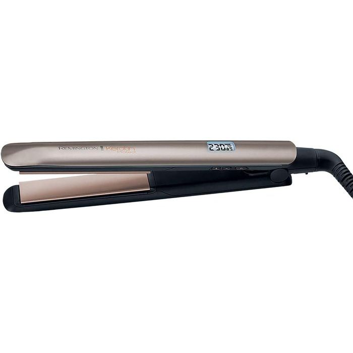 Випрямляч для волосся Remington S8540 Keratin з керамічним покриттям, LCD-дисплей, 10 температурних режимів, чорний, 110 мм