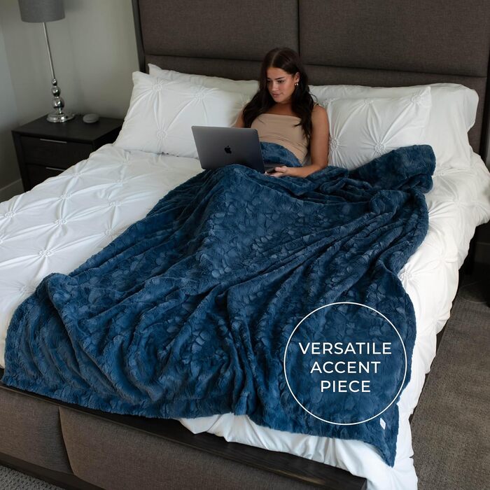 М'яка тепла, елегантна, затишна декоративна ковдра з штучного хутра (однотонна, сіра, розмір L 127 x 152,4 см)