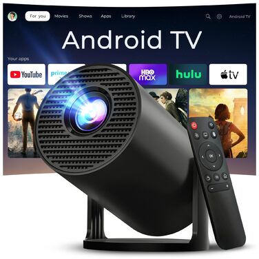 Lyncast OptiBarrel 500: Портативний проєктор 4K з Wi-Fi 6, Bluetooth 5.4, Android 11 та підтримкою iOS/HDMI/USB. Чорний