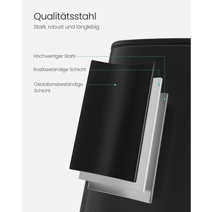 Сміттєве відро SONGMICS для кухні з механізмом закривання Softclose, 30 л, чорний (LTB592E01)