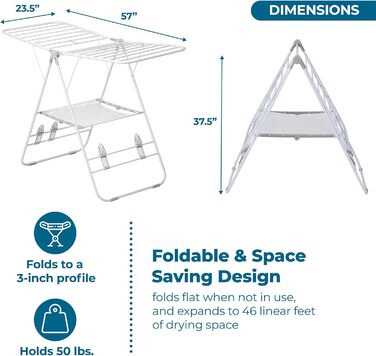 Honey Can Do 2-Tier Folding Clothes Drying Rack, Tripod, DRY-09220, Chrome (Folding Gullwing Drying Rack)