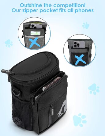 Ласощі для собак Gobeigo, кликер для дресирування, поясна сумка з дозатором кульок, сумочка для ласощів для прогулянок (Чорний)