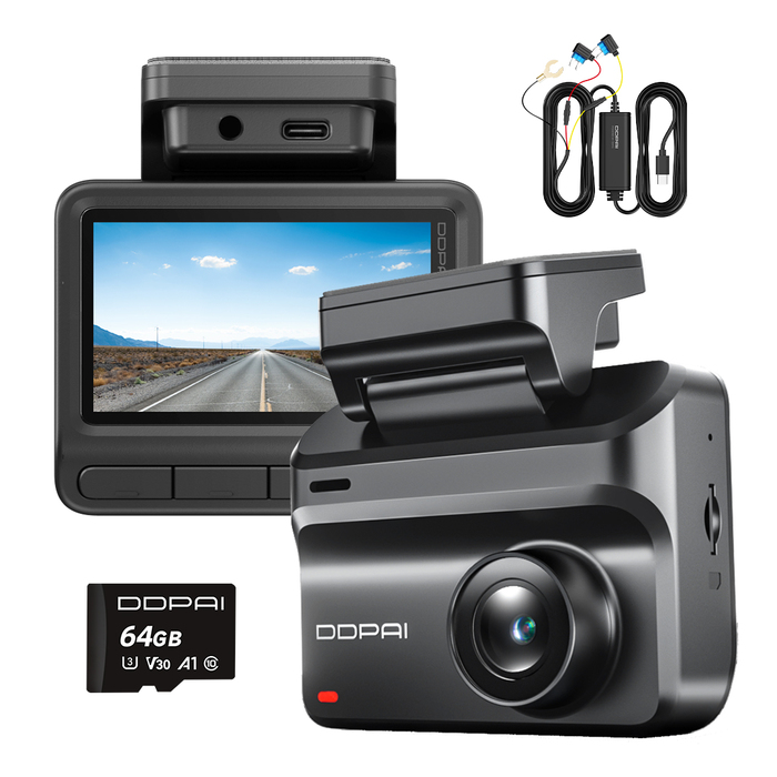 Автомобільний відеореєстратор DDPAI Z50 Pro 4K з GPS, карткою пам'яті 64ГБ та комплектом для постійного живлення (Hardwire Kit)