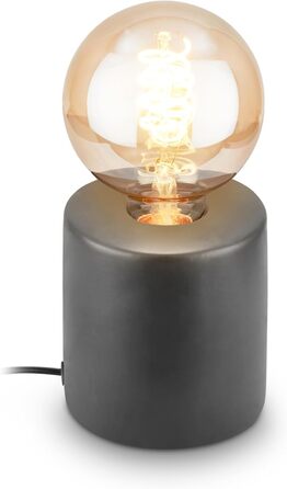 BRILONER Настільна лампа міні, ретро, вінтаж, кераміка, антрацит. Настільна лампа для спальні, кабінету, вітальні. E27, 10W, 10x9 см