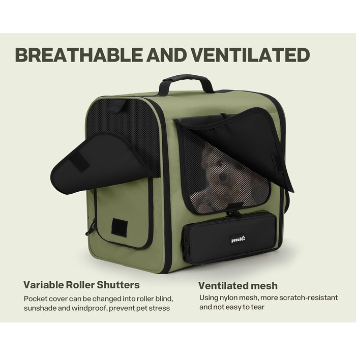 Pecute Рюкзак-переноска для котів та маленьких собак, темно-зелений. Зручний, вентильований, для подорожей, хайкінгу та кемпінгу