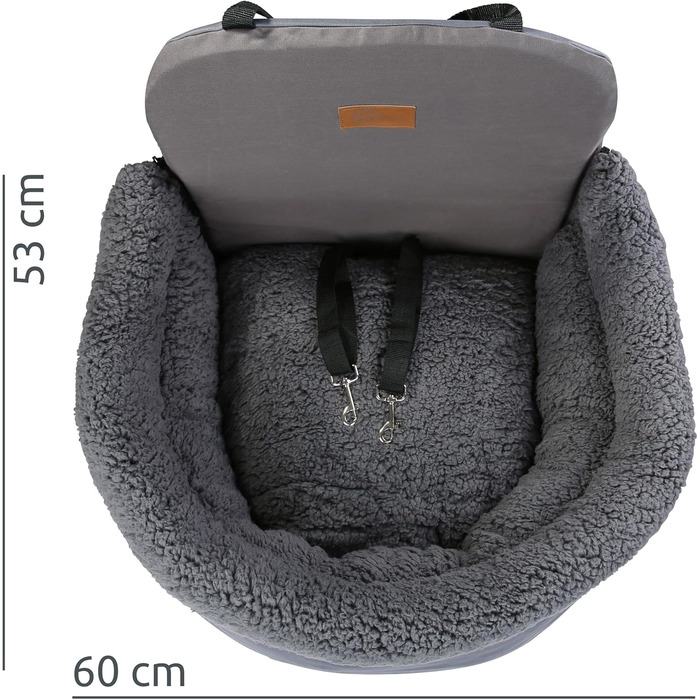 GEAR Frontera: безпечний авто-кошик для собак з регульованими повідцями та ортопедичною тканиною Тедді для передніх та задніх сидінь