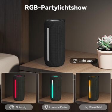Портативна Bluetooth колонка Oraolo з RGB підсвіткою, водонепроникна IPX6, 10 год. роботи, для дому, велосипеда, вечірок - Чорна