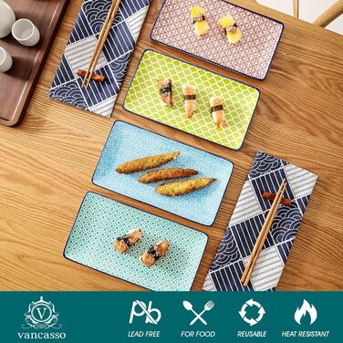 Набір сервіровочних тарілок Vancasso Macaron, 4 шт., порцеляна, 26,8 x 14,7 x 2 см