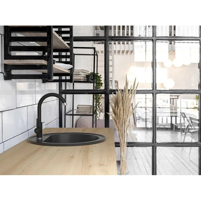 Змішувач для кухні стійковий Ferro Lugio Black, чорний