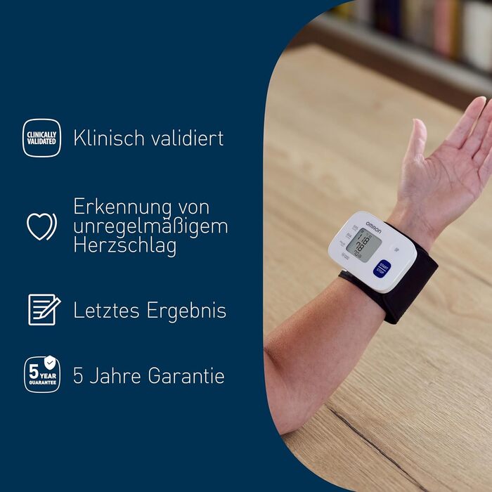 Тонометр OMRON RS1 на зап'ястя, автоматичний, клінічно перевірений, манжета 13,5-21,5 см, контроль посадки манжети