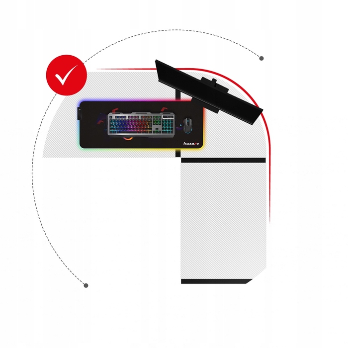 Кутовий ігровий стіл Huzaro Hero 6.3, білий