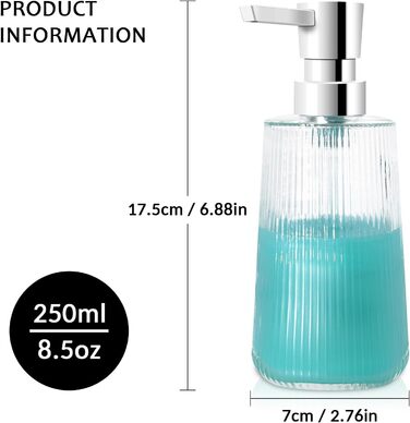 Дозатор мила скляний матовий HMJIA для кухні та ванної кімнати з помповим дозатором (прозорий)