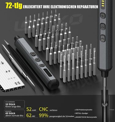 Набір викруток 72 в 1 для ремонту iPhone/MacBook/Xbox/Switch/PS4/PS5: Torx, Pentalobe, Triwing, Dreieck + Spudger