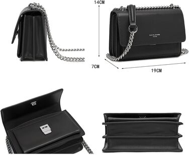 Сумка жіноча David Jones через плече, чорна: мініатюрна кросбоді, клатч зі штучної шкіри, елегантна вечірня та повсякденна