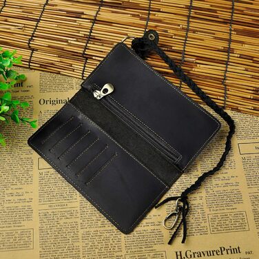 Le'aokuu Men's Genuine Leather Wallet Organizer Double Checkbook Wallet Pattern Business Money Clip 3377