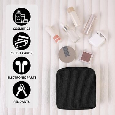 Косметичка MAGEFY: 2 шт. (бежева + чорна), з відділеннями, для подорожей, з корду, для жінок