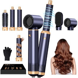 Набір для укладки волосся Neue Air Styler: іонізатор, фен-щітка, 32 мм локони, для об'єму, сушіння, випрямлення та локонів. 1000 Вт, 3 температурні режими, блакитний колір