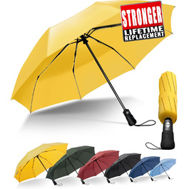 Компактний дорожній парасолька великого розміру, стійкий до сильного вітру – автоматичний кишеньковий парасолька для чоловіків та жінок, жовтий, 106 см