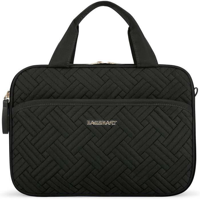 Сумка для косметики BAGSMART для подорожей, чорна, середнього розміру. Сумка-органайзер для туалетних аксесуарів, косметики та необхідних речей у подорожі.