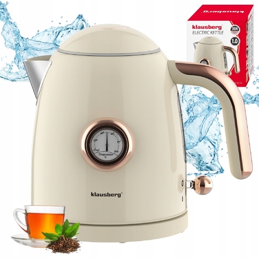 Електричний чайник Klausberg KB-9018 Retro, 1.0 л, з термометром, бездротовий