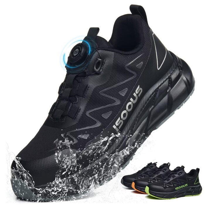 Черевики робочі чоловічі ISOOUS S3S, водонепроникні, ESD, з неслизькою підошвою, зручні, зі сталевим підноском, 43 EU, чорний/сірий