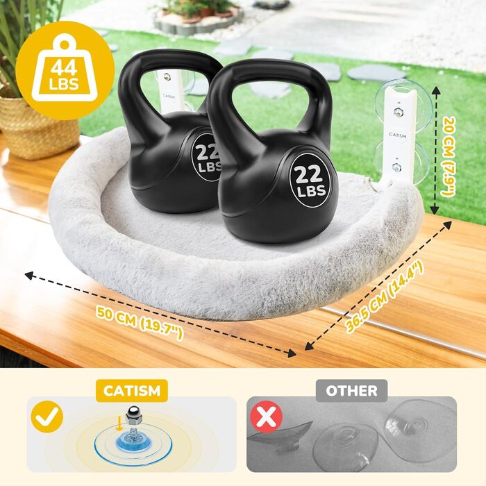 Кішка лежанка на вікно CATISM, сіра, з подушкою, до 20 кг, 52x30 см