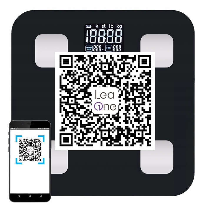 Електронні аналітичні ваги для ванної кімнати Slim, чорні — з підтримкою української мови в додатку