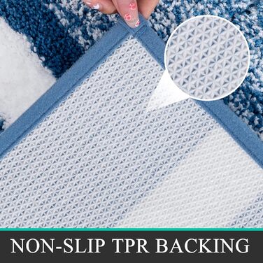 Pauwer Microfiber Bath Mats & Rugs - Plush, Absorbent, Non-Slip - 60x120 cm - Washable Bathroom Rugs for Bedroom, Living Room, Blue