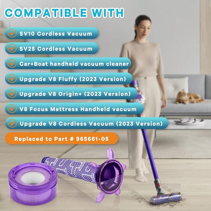 Замінний фільтр для пилососа Dyson V7 V8 (2+2) - комплект для Dyson V7, V8, Tier Extra, SV25, SV37 (965661-05, 967478-05)