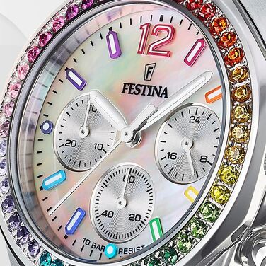 Жіночий кварцовий годинник Festina Boyfriend Chronograph F20606/2, сталь 316L, сріблястий, водонепроникність 10 ATM