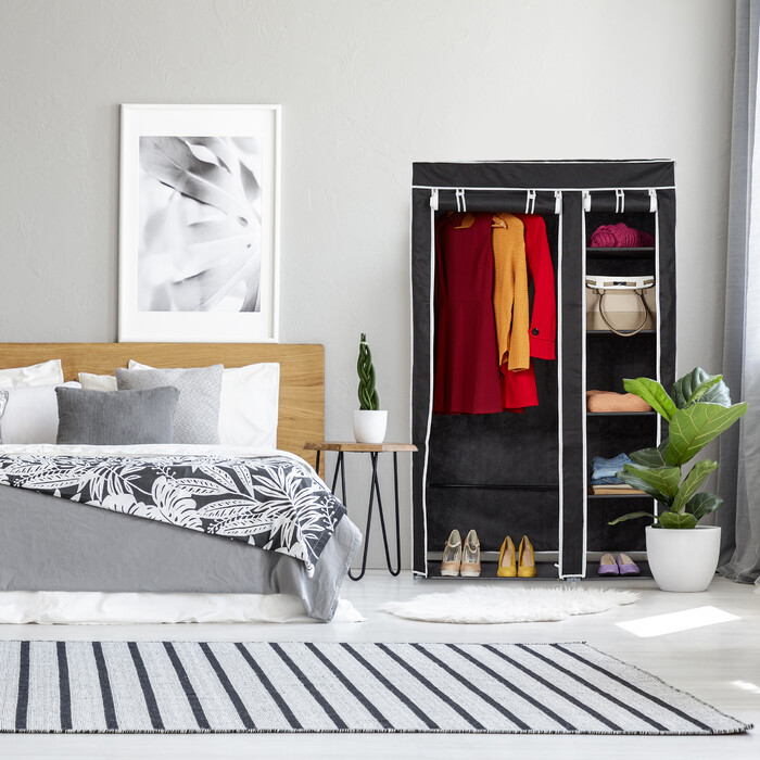 Large Fabric Storage Closet with Hanging Rod