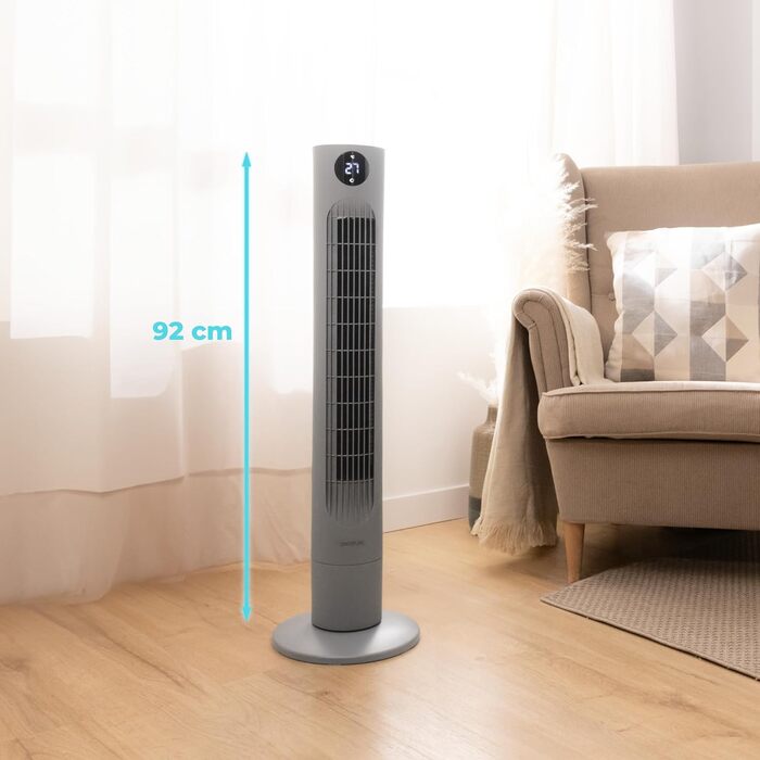 Вентилятор Cecotec Digitale Turm EnergySilence 890 Skyline, 50 Вт, 76 см, з таймером та пультом, мідний мотор, 3 швидкості, 3 режими, чорний
