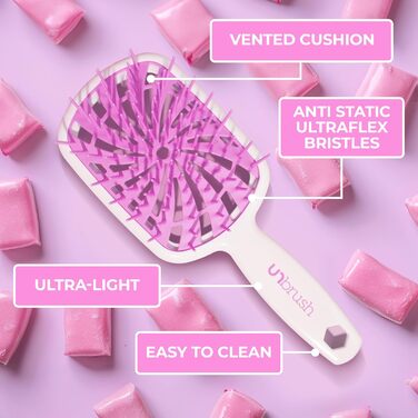 Щітка для волосся FHI Heat UNbrush Plus – для кучерявого волосся, розплутування, 84 гнучкі щетинки, Bubble Gum