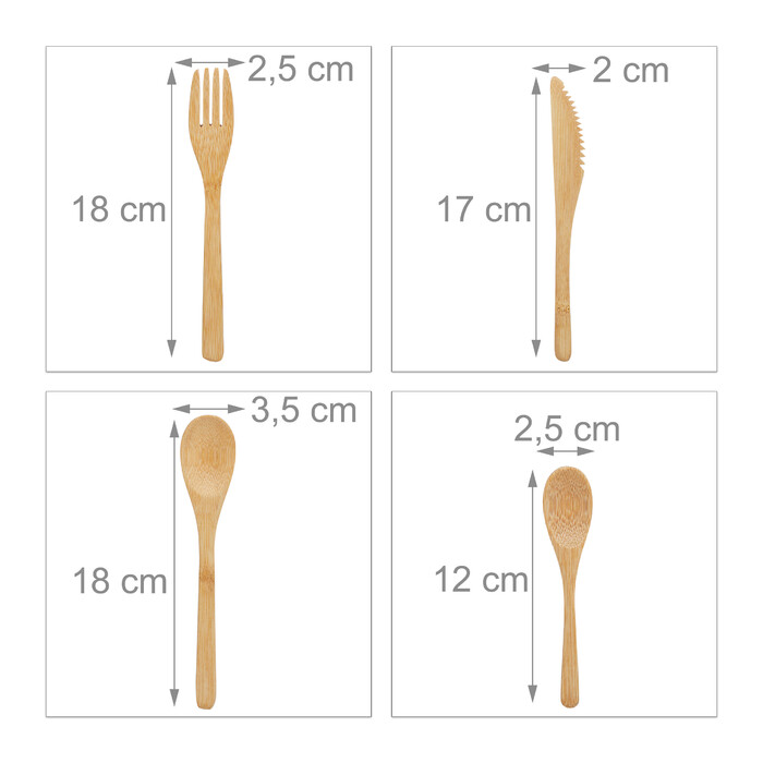 Relaxdays Bamboo Cutlery Set