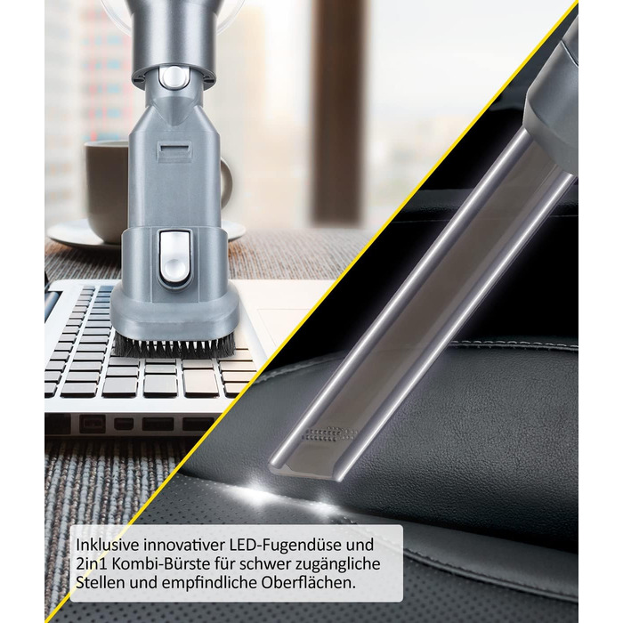 Бездротовий акумуляторний пилосос Genius Invictus X8 Pro FACELIFT: ручний, без мішка, 50 хв роботи, 400 Вт, HEPA фільтр, LED, 12 насадок