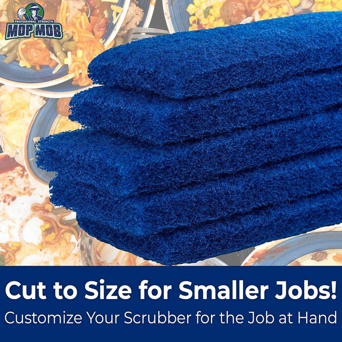 Scouring sponges, medium size, XL size, Blue, 5 pieces. Large, multi-purpose nylon sponges, 25.4 x 11.4 cm in size. Clean kitchens, bathrooms, countertops, and floors to remove dirt and surfaces to
