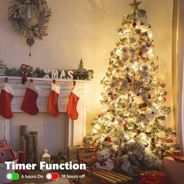 Льоново-гірлянда Joomer на Різдво, 20 метрів, 200 LED, для вулиці, на батарейках, з таймером, 8 режимів, для ялинки, балкона, кімнати, вечірки, весілля, фестивалю, тепле біле світло, вологостійка прикраса