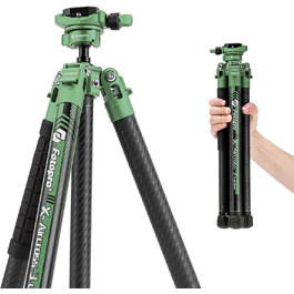 Штатив Fotopro X-Aircross 1: Вуглецеве волокно, 130 см, поворот 360°, швидкозмінна пластина, 8 кг, зелений