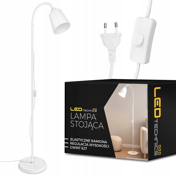 Підлогова LED-лампа Technics, біла, регульована, 170 см, цоколь E27
