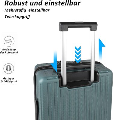 Чемодан ручної поклажі TANTOMI з відділенням для ноутбука, 20 дюймів, жорсткий корпус, легкий ABS-валіз, валіза з 4 колесами на 360°, TSA-замок (світло-темно зелений, 41л)