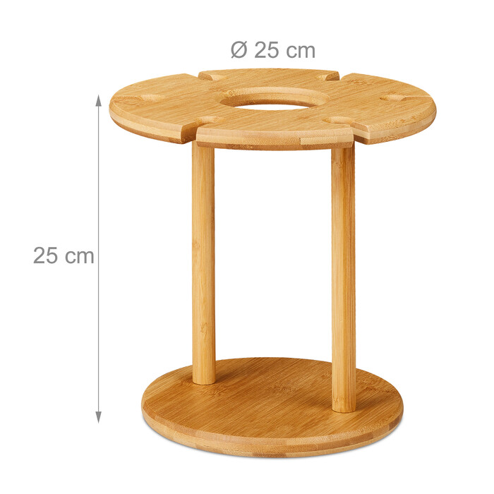 Relaxdays Bamboo Wine Glass Holder for 6 Glasses