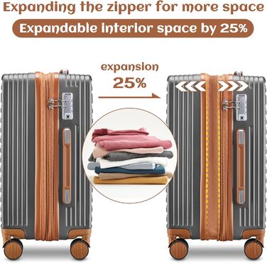 Набір валіз Joyway з ABS-пластику (сірий, ручна поклажа) з TSA-замком, 4 колеса, з сумкою та культурою